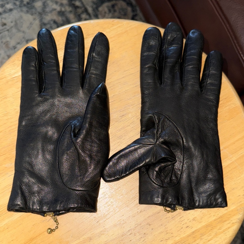 Ladies J. Crew Brown Leather Gloves with Cashmere Lining